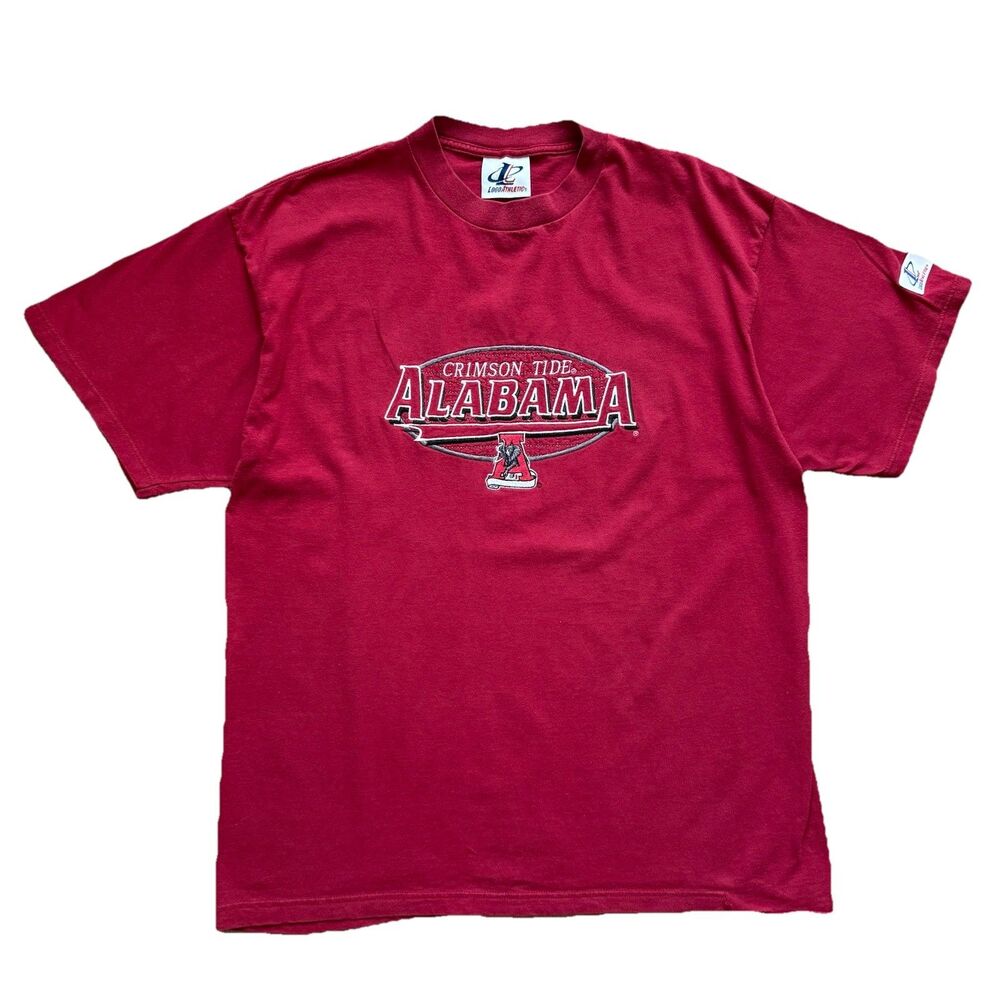 Vintage 90s Alabama Crimson Tide Logo Athletic Embroidered T Shirt Red XL